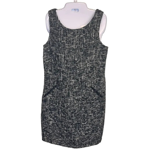 DANA BUCHMAN Sleeveless Black White Tweed Sheath Dress Women’s 8 - Picture 1 of 9